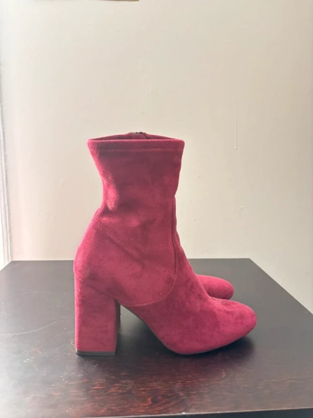 Burgundy heel ankle boots